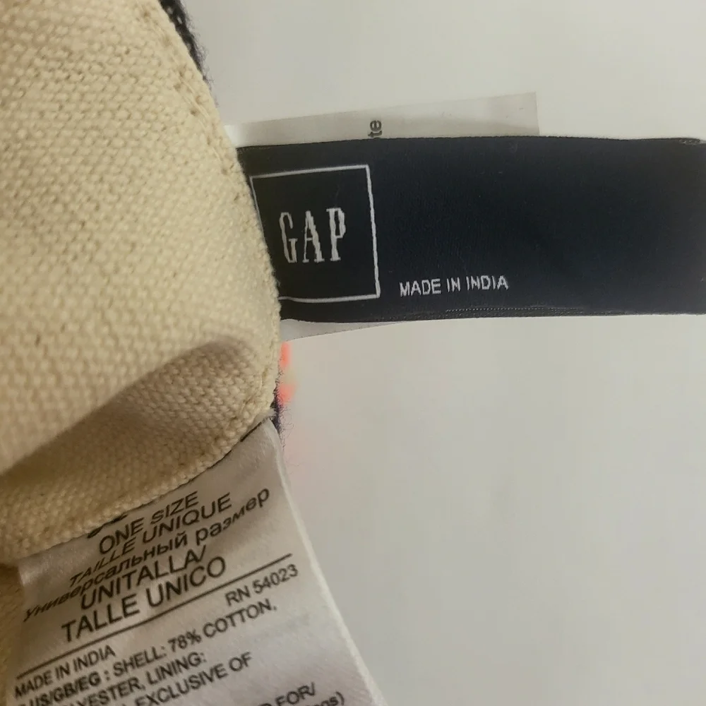 GAP 2016 Dark Indigo Striped Canvas Weave Lined Girlfriend Tote Bag - Picture 6 of 7